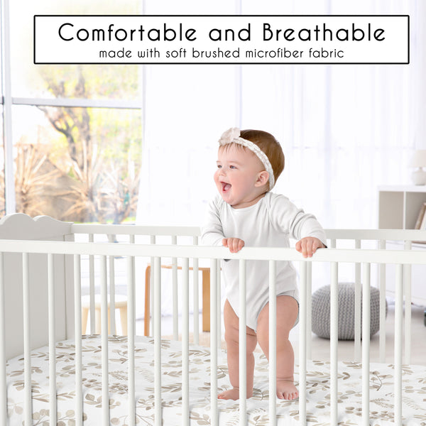 Botanical Taupe Collection Crib Sheet alternate view