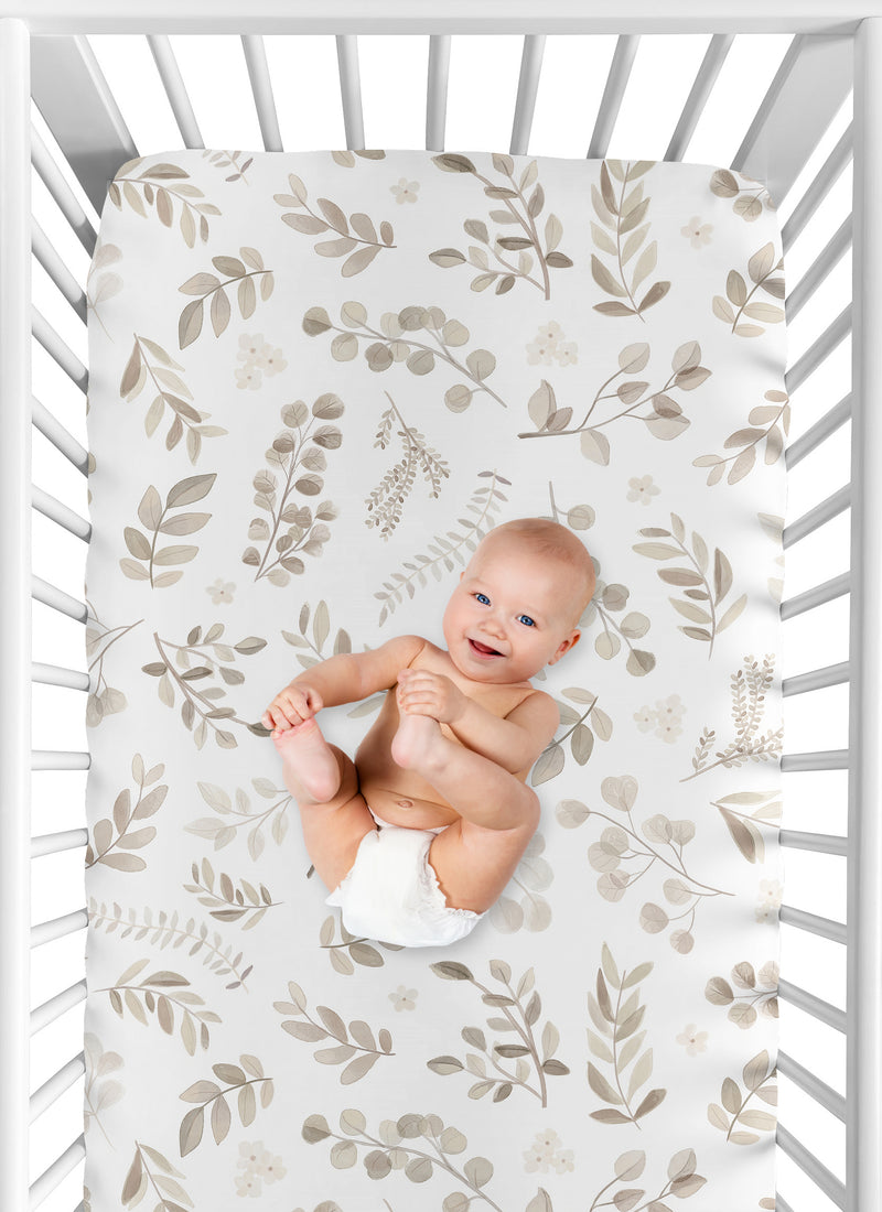Botanical Taupe Collection Crib Sheet