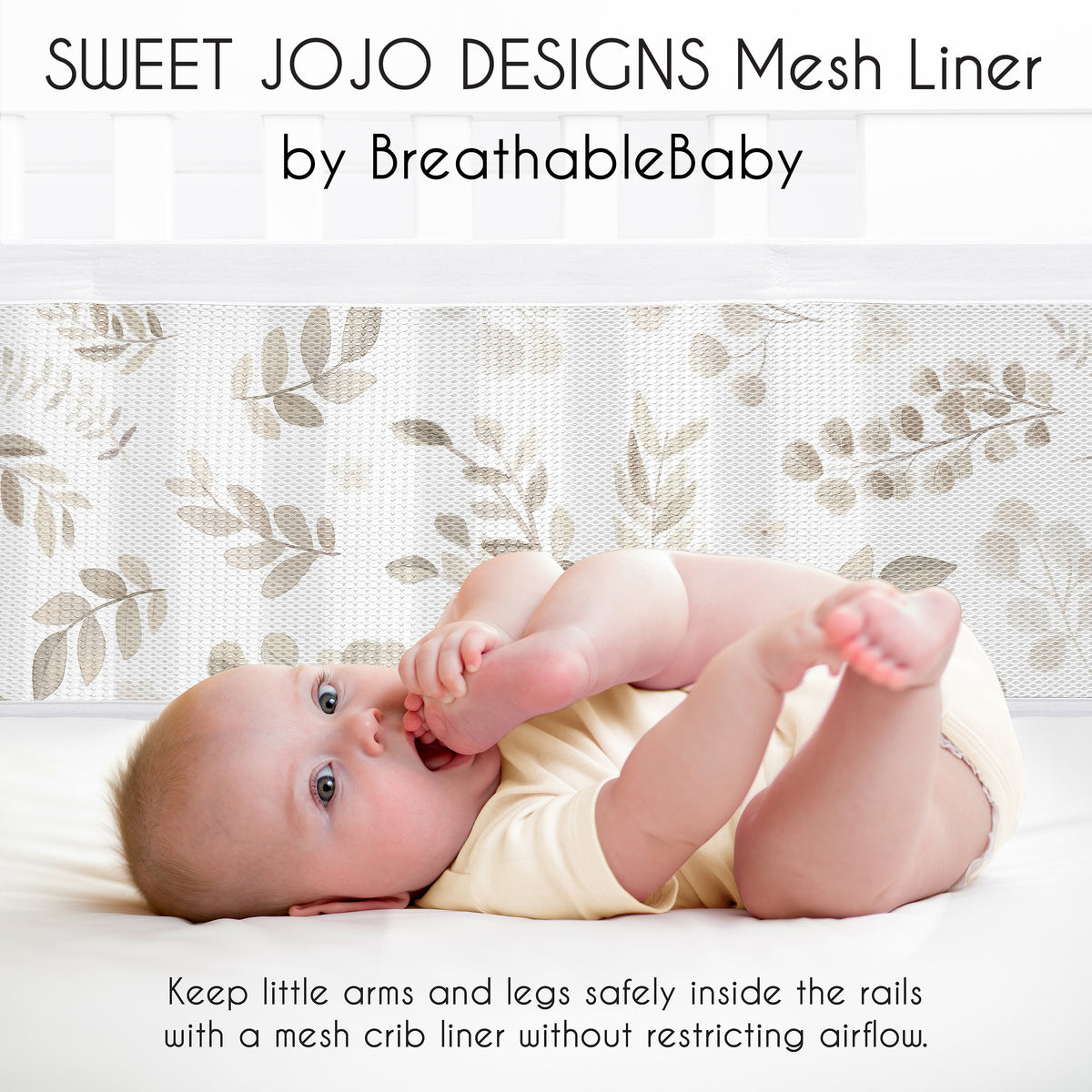 Botanical Taupe Collection Sweet Jojo Designs + BreathableBaby Breathable Mesh Crib Liner