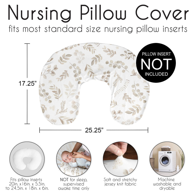 Botanical Taupe Collection Nursing Breastfeeding Pillow Cover