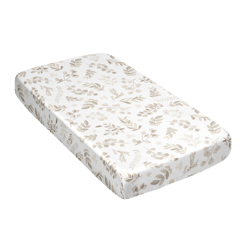 Botanical Taupe Collection Satin Fitted Crib Sheet