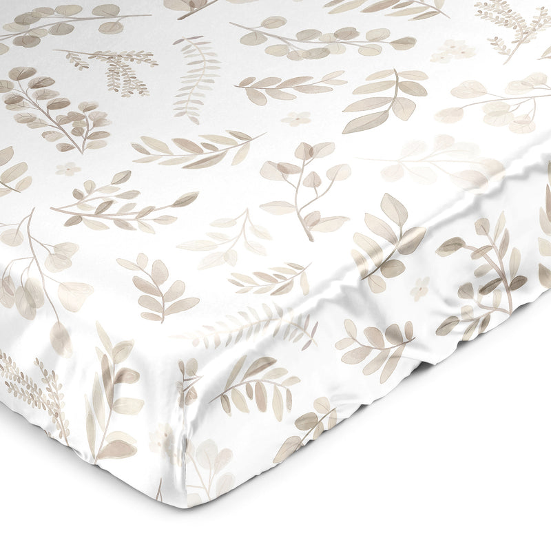 Botanical Taupe Collection Satin Fitted Crib Sheet