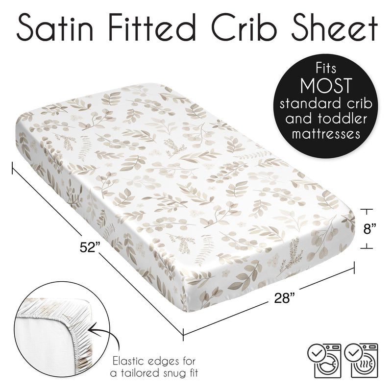 Botanical Taupe Collection Satin Fitted Crib Sheet