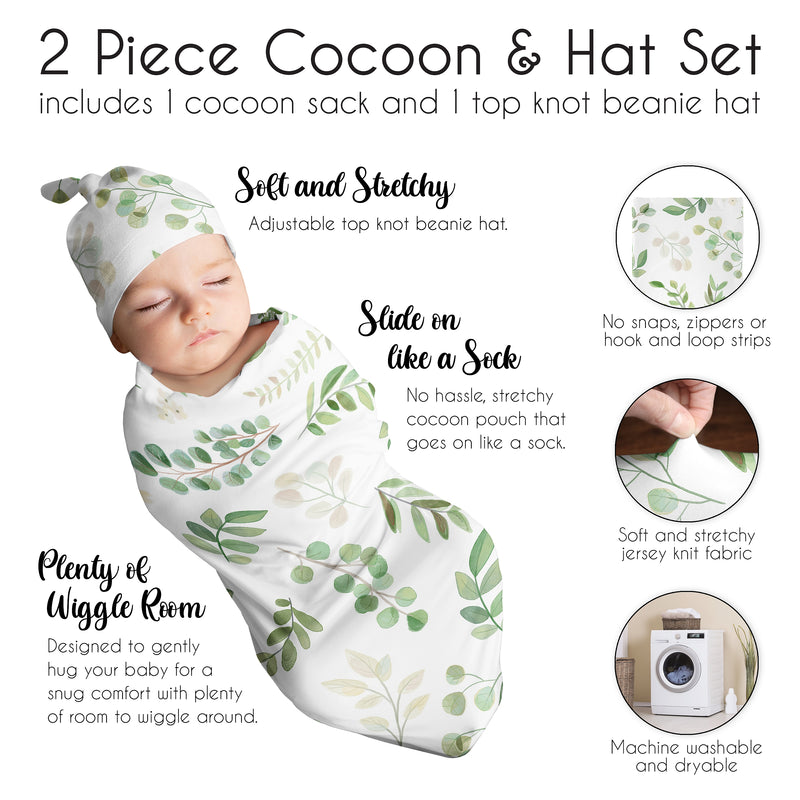 Botanical Collection Baby Cocoon and Beanie Hat - 2 Piece Set