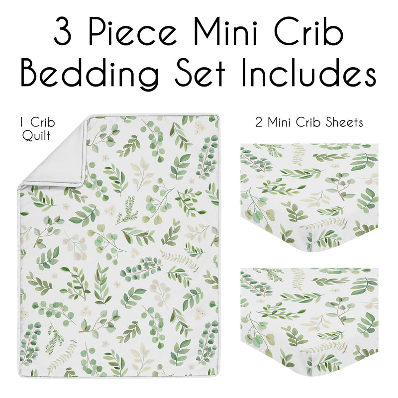 Botanical Collection 3 Piece Mini Crib Bedding Set