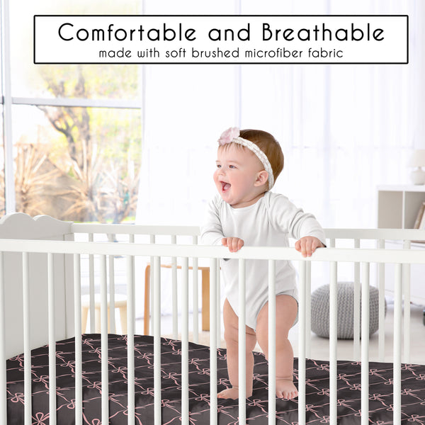 Ballerina and Ballet Bows Black Collection Crib Sheet alternate view