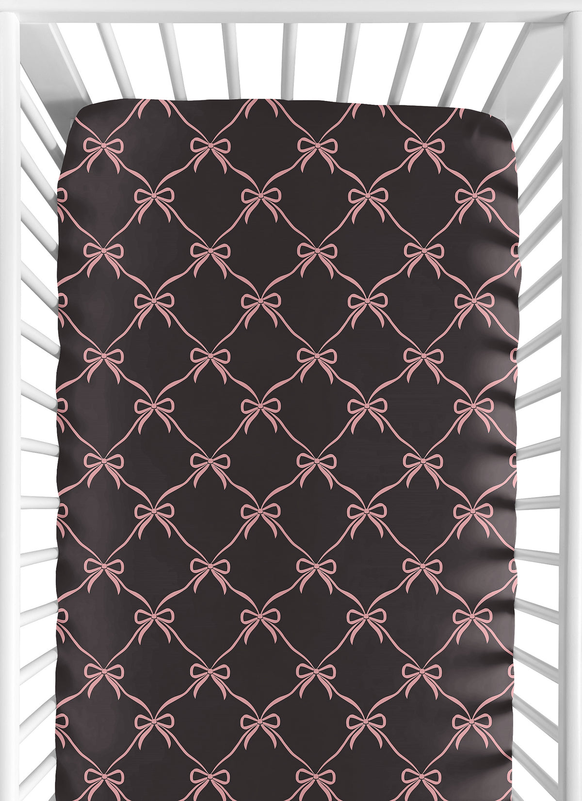 Ballerina and Ballet Bows Black Collection Crib Sheet