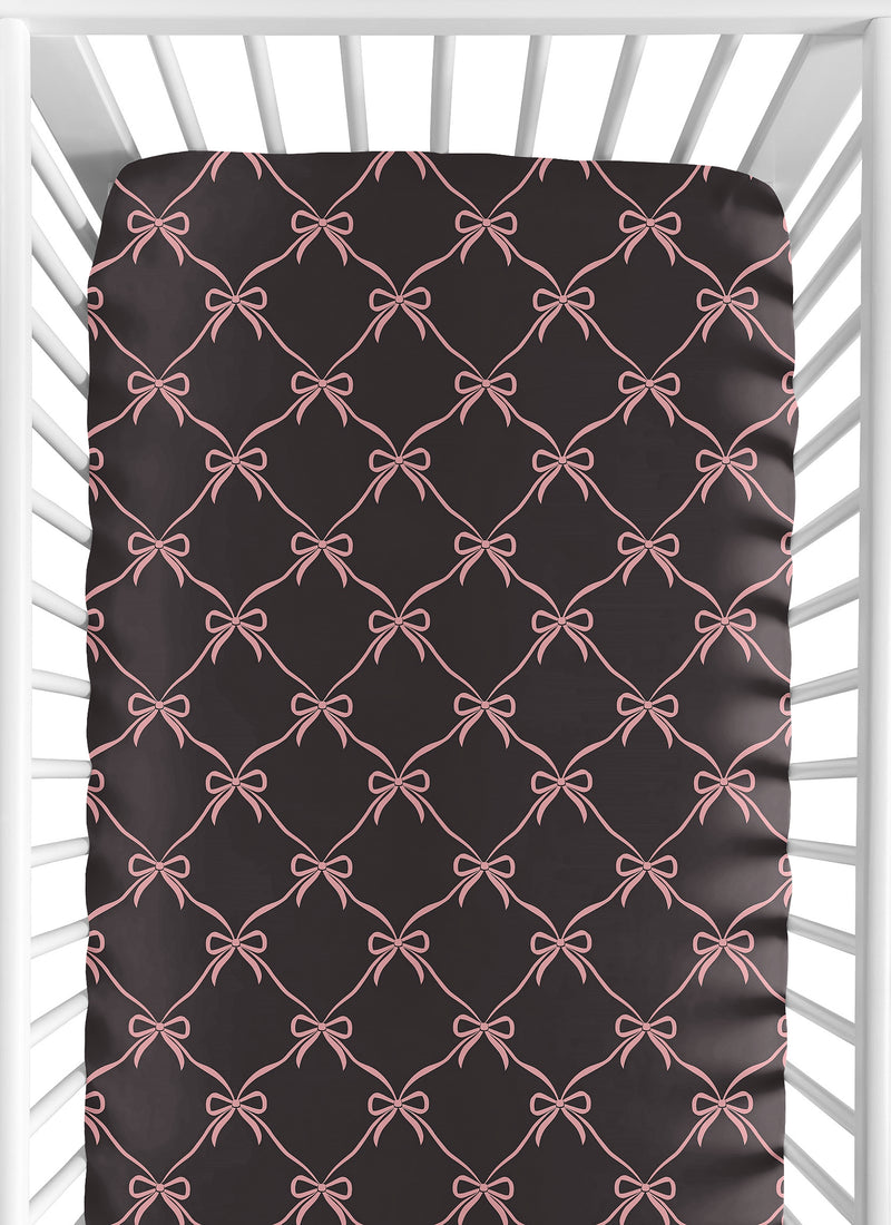 Ballerina and Ballet Bows Black Collection Crib Sheet