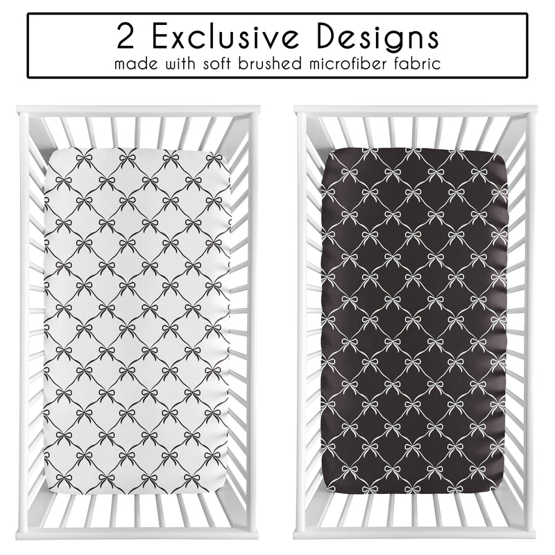 Ballerina and Ballet Bows Black Collection 2 Pack Crib Sheets