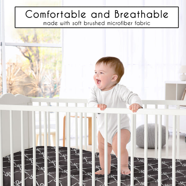 Ballerina and Ballet Bows Black Collection Crib Sheet alternate view