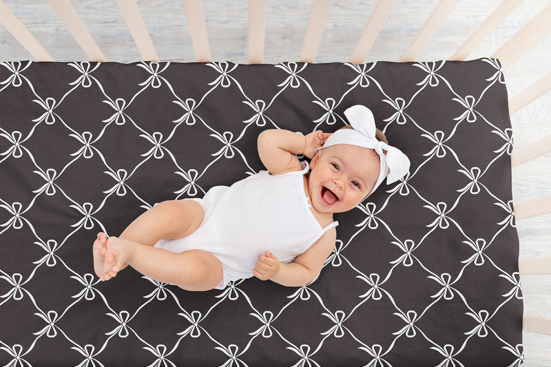 Ballerina and Ballet Bows Black Collection Crib Sheet