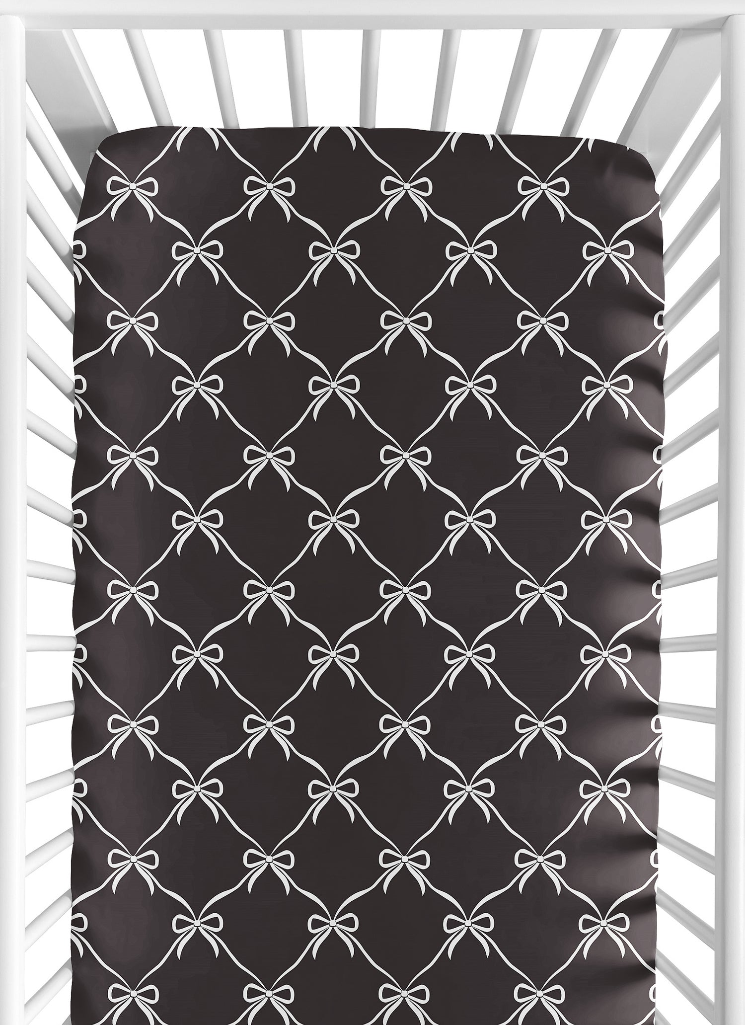 Ballerina and Ballet Bows Black Collection Crib Sheet