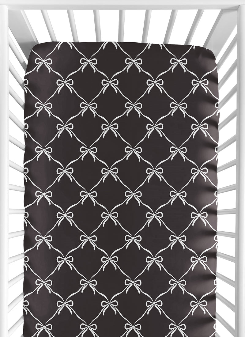 Ballerina and Ballet Bows Black Collection Crib Sheet