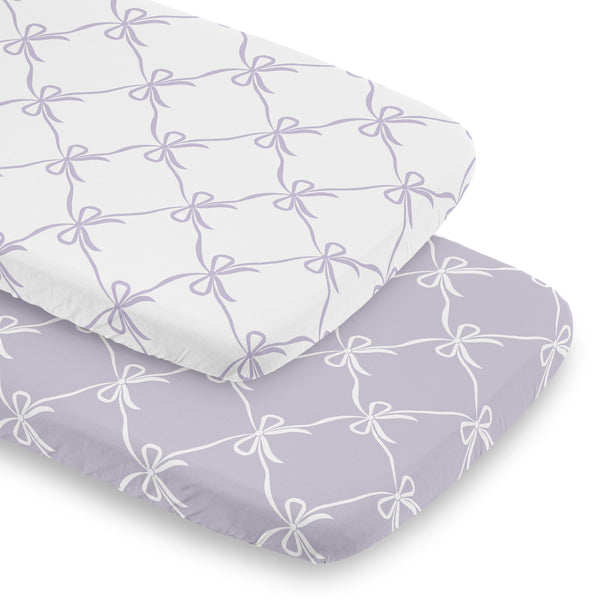 Ballerina and Ballet Bows Purple Collection 2 Pack Baby Bassinet Fitted Sheets