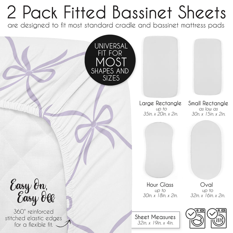 Ballerina and Ballet Bows Purple Collection 2 Pack Baby Bassinet Fitted Sheets