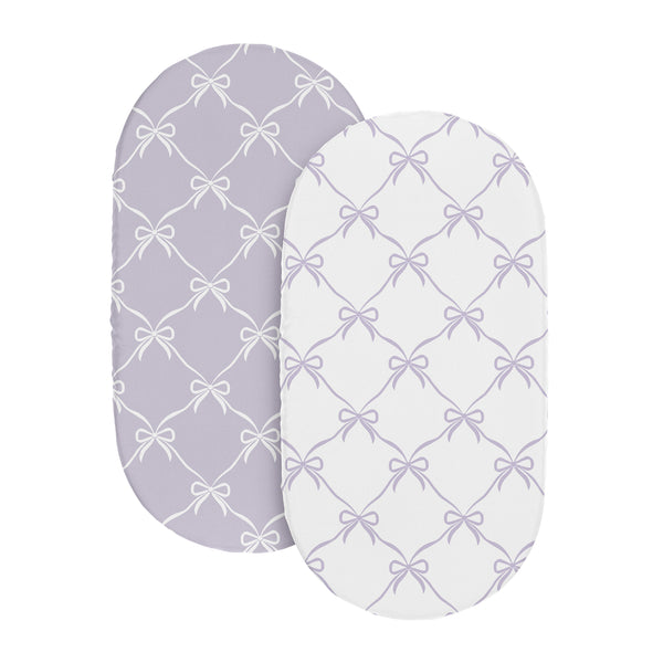 Ballerina and Ballet Bows Purple Collection 2 Pack Baby Bassinet Fitted Sheets alternate view
