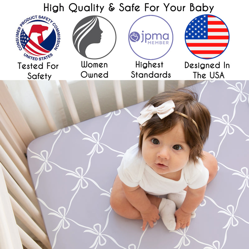 Ballerina and Ballet Bows Purple Collection 2 Pack Crib Sheets