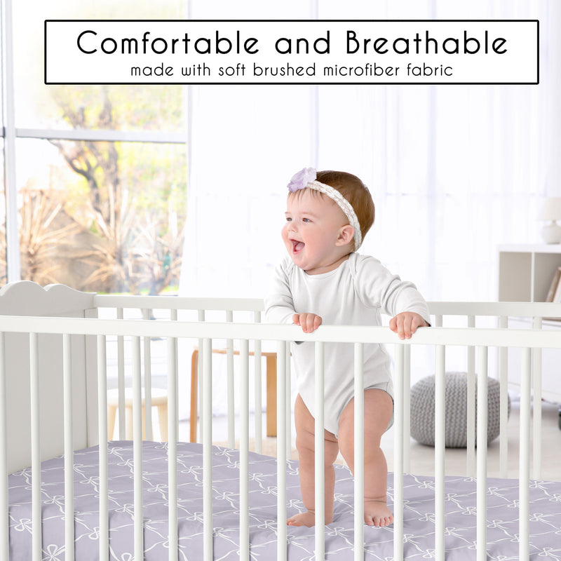 Ballerina and Ballet Bows Purple Collection 2 Pack Crib Sheets