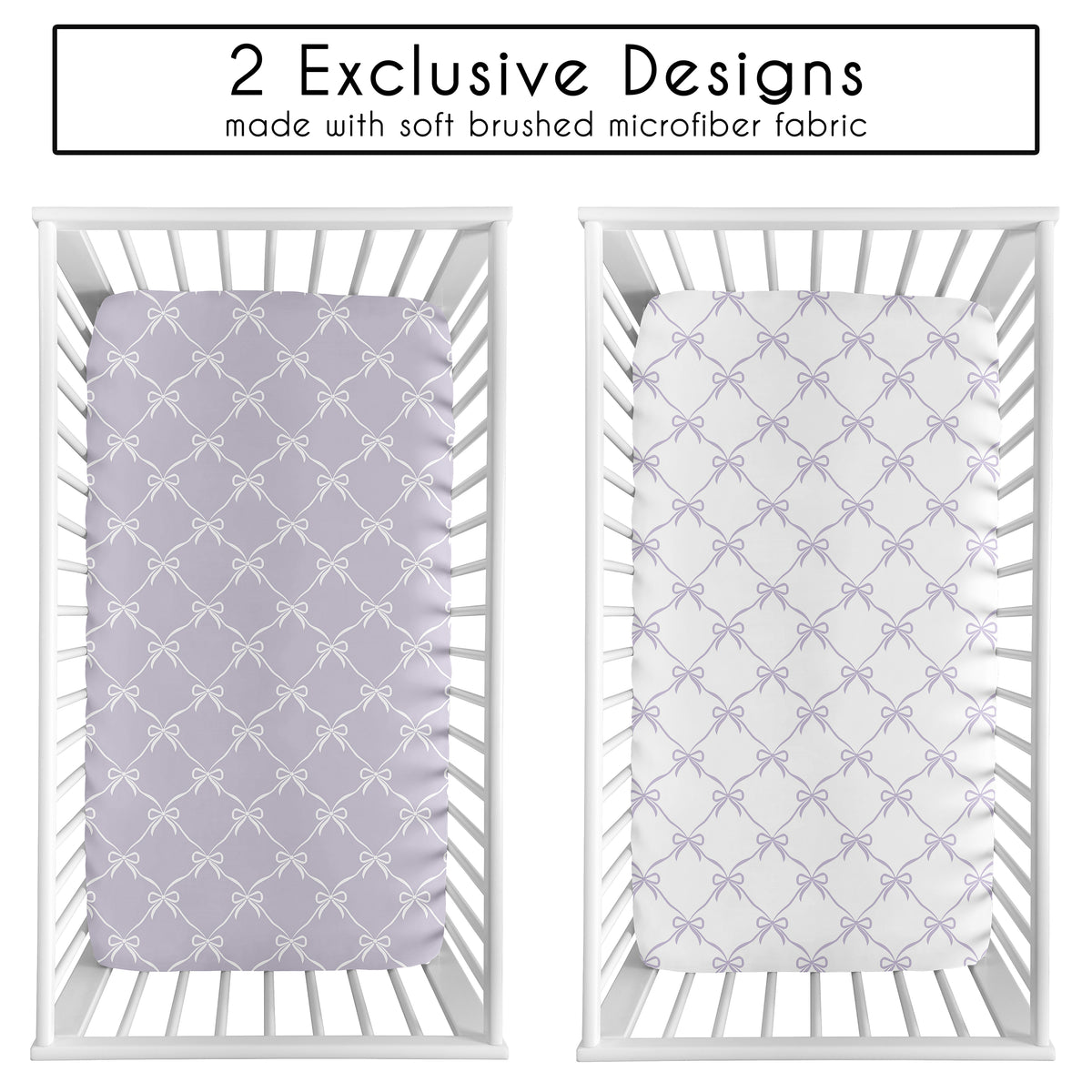 Ballerina and Ballet Bows Purple Collection 2 Pack Crib Sheets