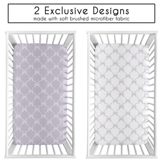 Ballerina and Ballet Bows Purple Collection 2 Pack Crib Sheets