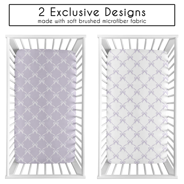 Ballerina and Ballet Bows Purple Collection 2 Pack Crib Sheets alternate view