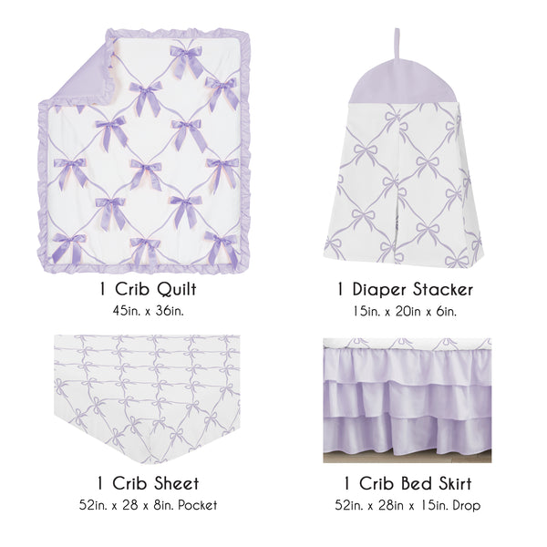 Ballerina and Ballet Bows Purple Collection 4 Piece Crib Bedding alternate view