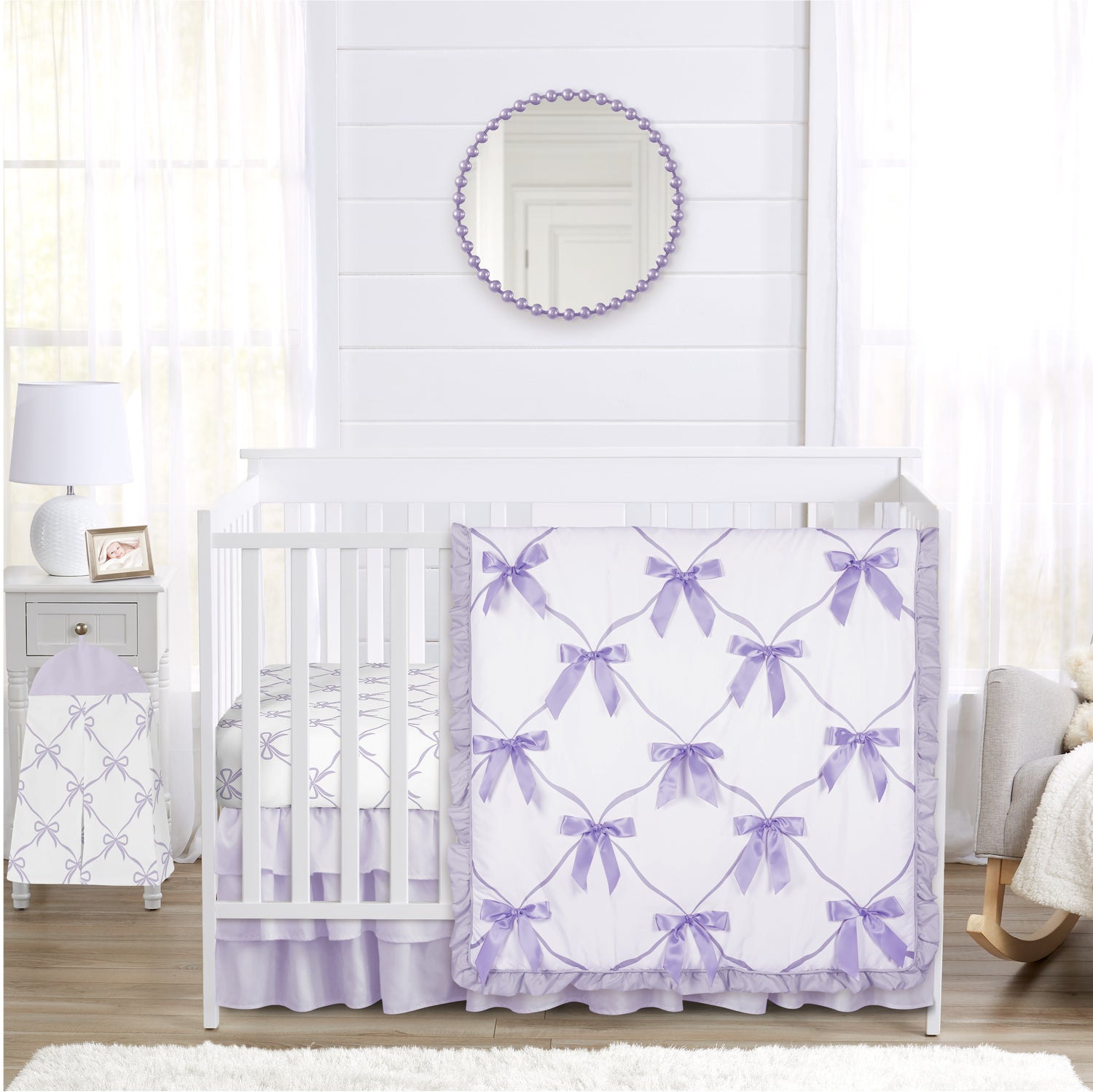 Ballerina and Ballet Bows Purple Collection 4 Piece Crib Bedding