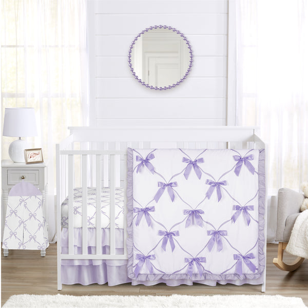 Ballerina and Ballet Bows Purple Collection 4 Piece Crib Bedding