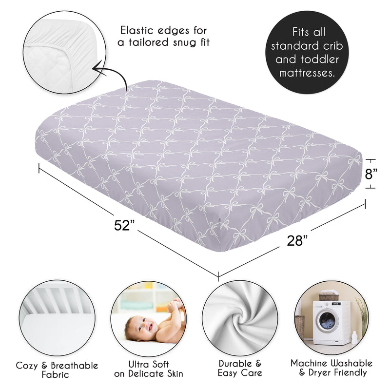 Ballerina and Ballet Bows Purple Collection Crib Sheet