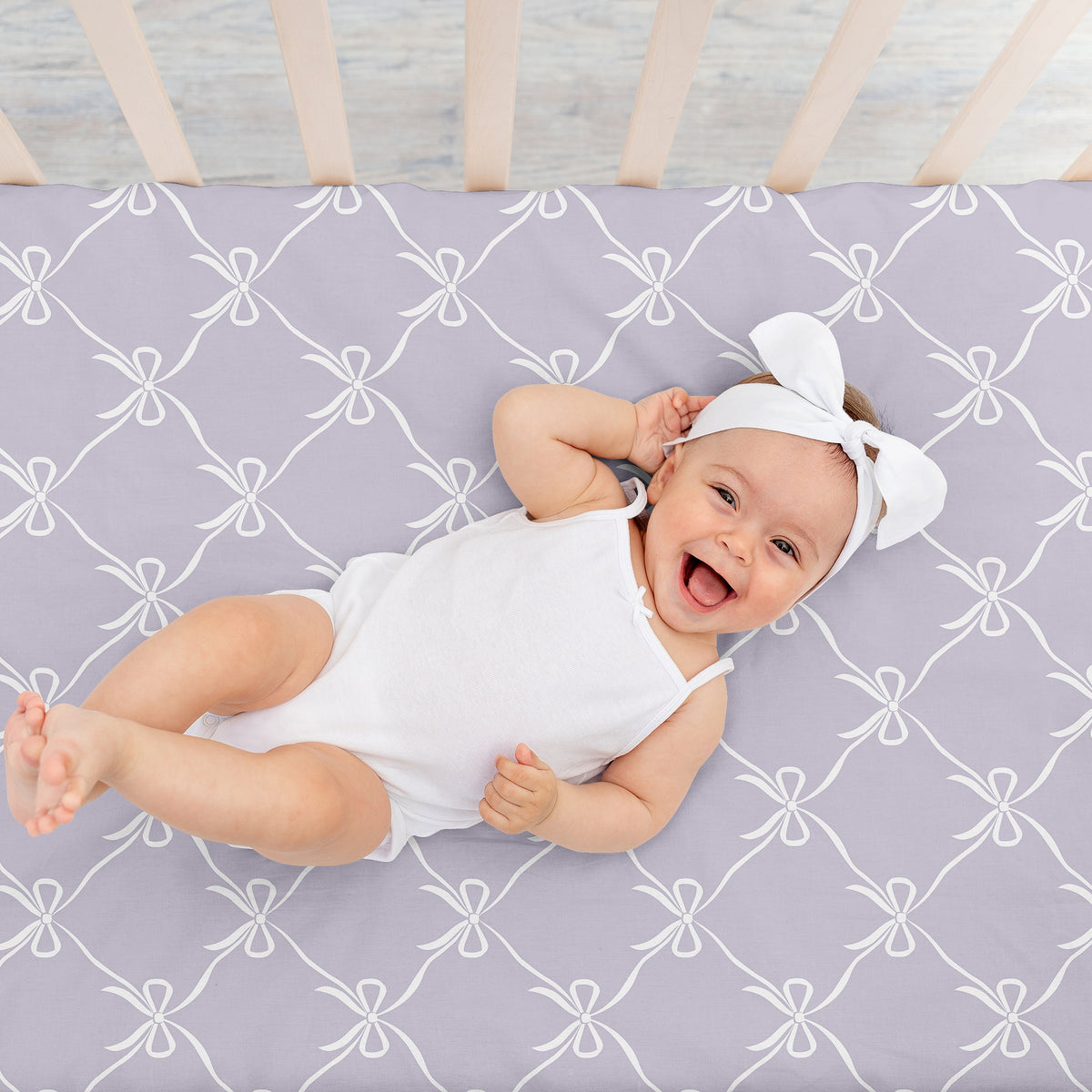 Ballerina and Ballet Bows Purple Collection Crib Sheet