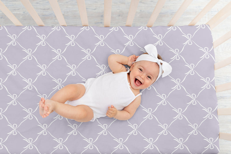 Ballerina and Ballet Bows Purple Collection Crib Sheet