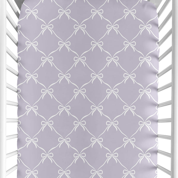 Ballerina and Ballet Bows Purple Collection Crib Sheet