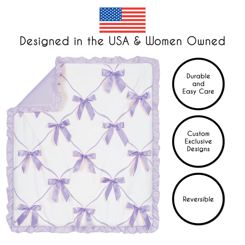 Ballerina and Ballet Bows Purple Collection 4 Piece Crib Bedding
