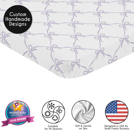 Ballerina and Ballet Bows Purple Collection Mini Crib Sheet