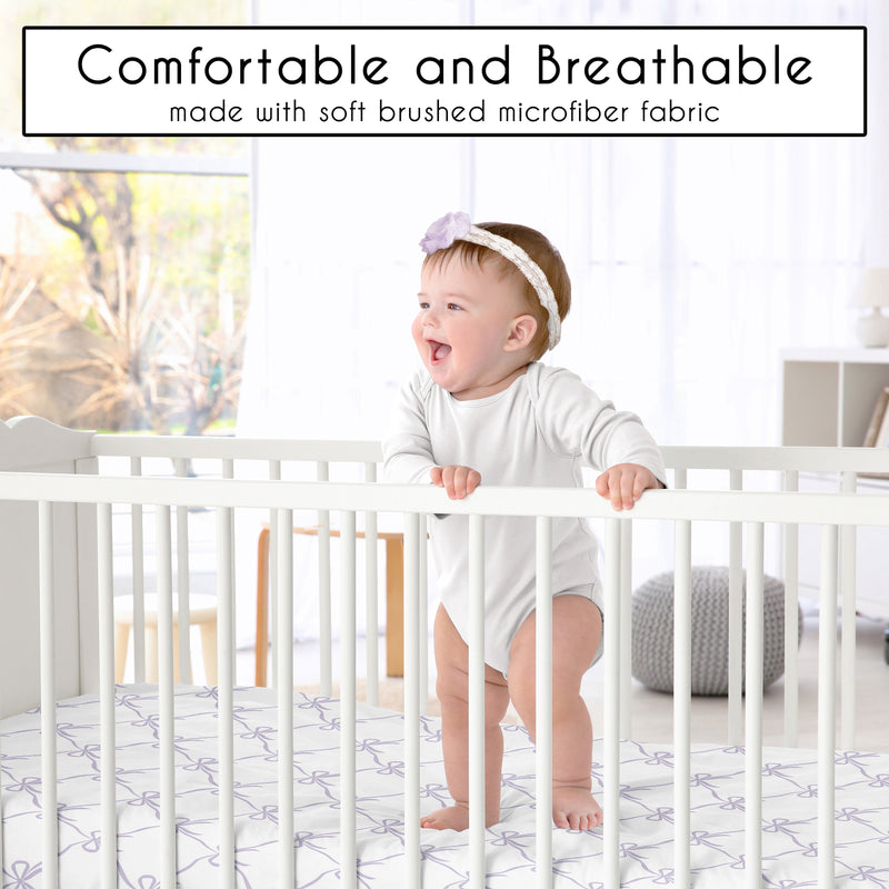 Ballerina and Ballet Bows Purple Collection Mini Crib Sheet