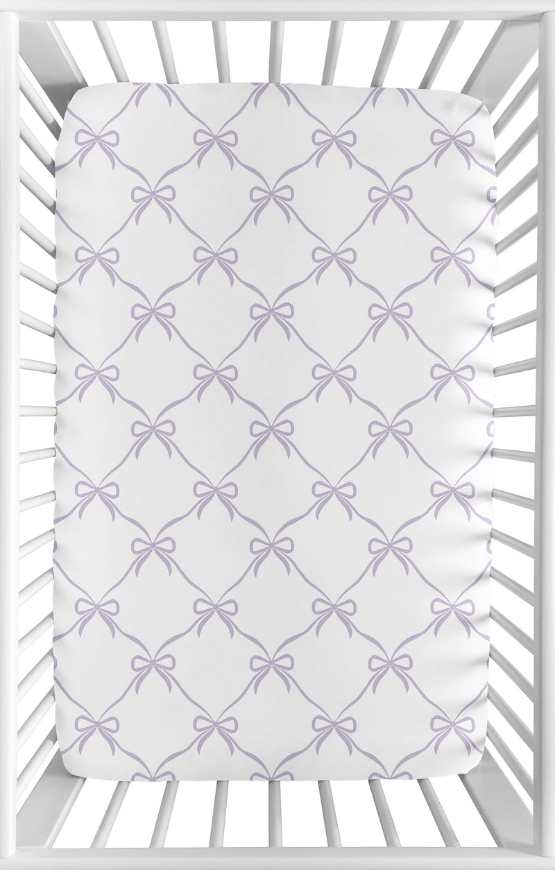Ballerina and Ballet Bows Purple Collection Mini Crib Sheet
