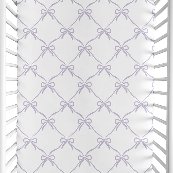 Ballerina and Ballet Bows Purple Collection Mini Crib Sheet
