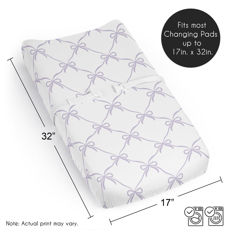 Ballerina and Ballet Bows Purple Collection Changing Pad Cover Sheet