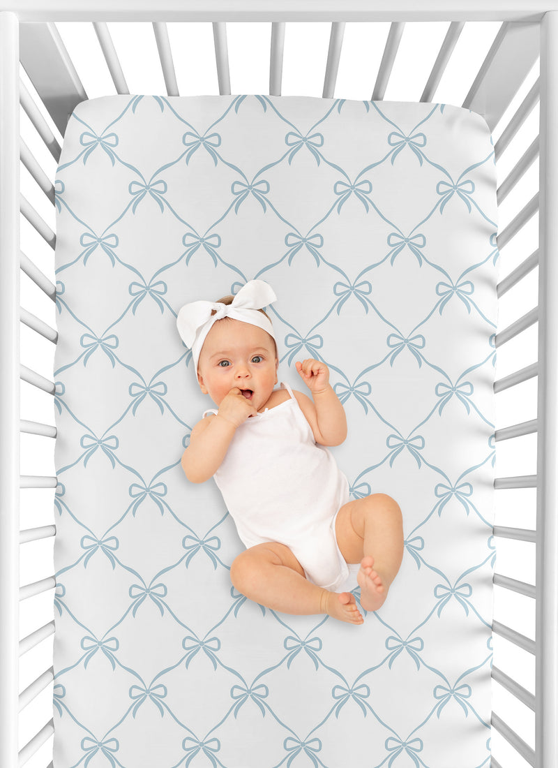 Ballerina and Ballet Bows Blue Collection Crib Sheet