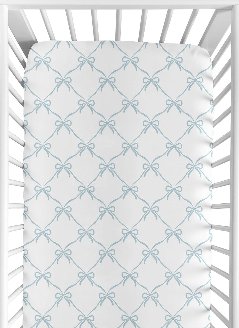 Ballerina and Ballet Bows Blue Collection Crib Sheet