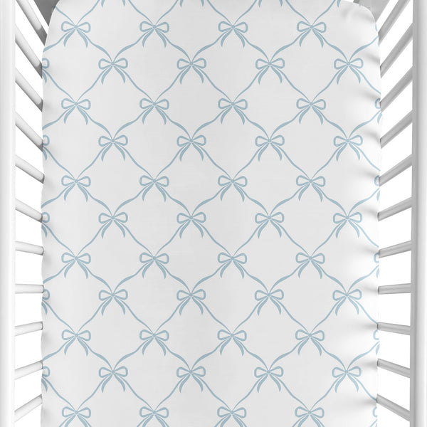 Ballerina and Ballet Bows Blue Collection Crib Sheet