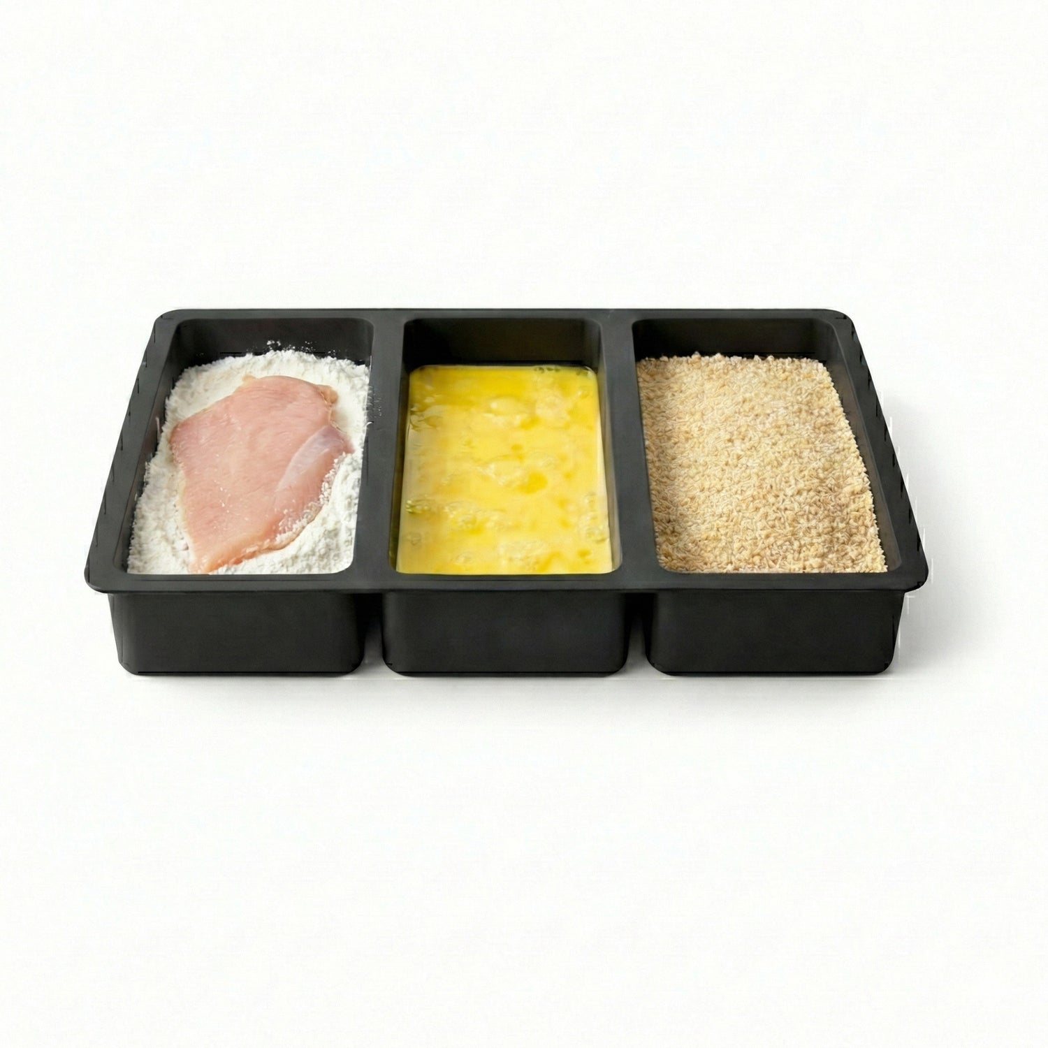 Silicone 3 Sectioned Chicken Breading Station Dredging Tray