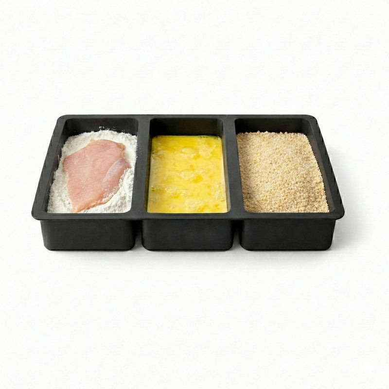 Silicone 3 Sectioned Chicken Breading Station Dredging Tray