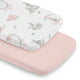Bunny Floral Collection 2 Pack Baby Bassinet Fitted Sheets