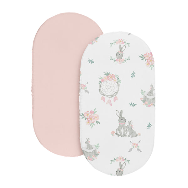 Bunny Floral Collection 2 Pack Baby Bassinet Fitted Sheets alternate view