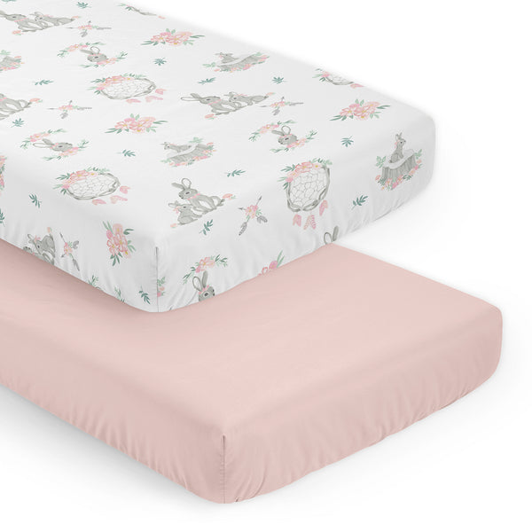 Bunny Floral Collection 2 Pack Crib Sheets
