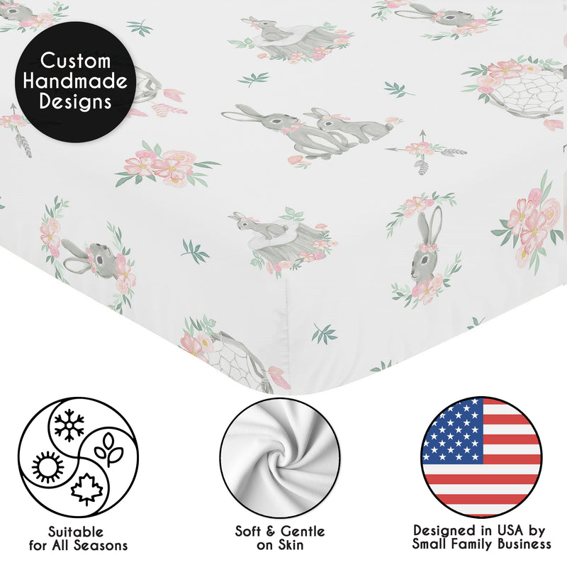 Bunny Floral Collection Crib Sheet