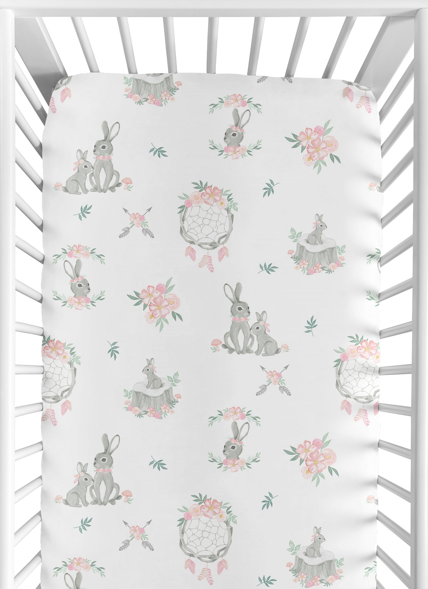 Bunny Floral Collection Crib Sheet
