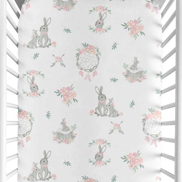 Bunny Floral Collection Crib Sheet