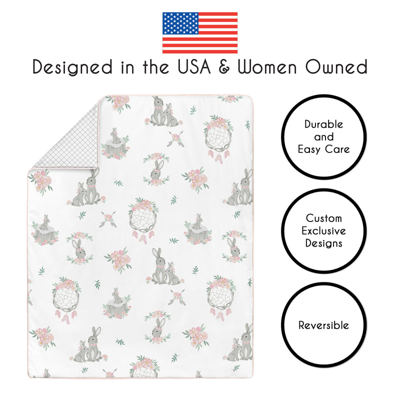 Bunny Floral Collection 4 Piece Bumperless Crib Bedding